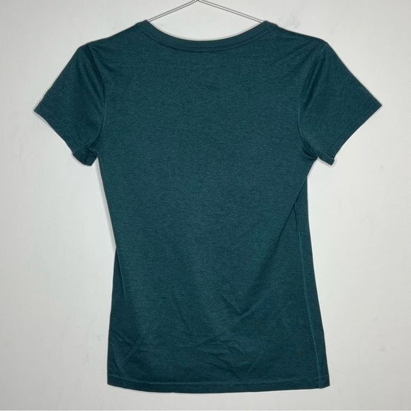 NIKE Dri Fit V Neck Tee Heather Marled Green Athleisure Workout - Picture 2 of 6